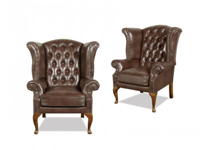 Chesterfield oorfauteuil Queen fauteuil antieke look bankbekleding nieuw meubel