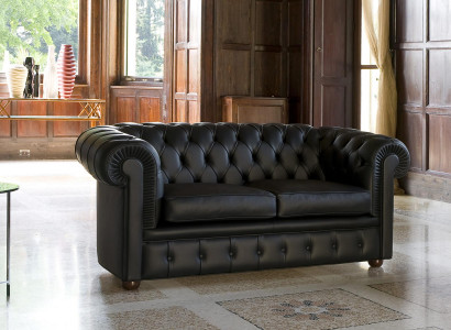 Chesterfield Sofa Bank Beklede Banken Klassieke 2-zits Zitbank Leer Schaffhaus