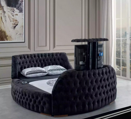 Zwart Chesterfield-bedontwerp gestoffeerde meubels Hotel Luxe Bedden Lift Media